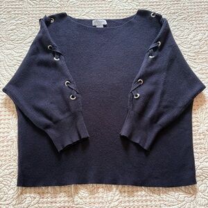 Carmen Navy Lace-Up Dolman Sleeve Sweater
